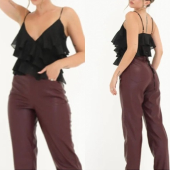 NWT Sheer Sparkly Black Ruffle Layered Open Back Tank Whimsigoth y2k tank top - Picture 1 of 6